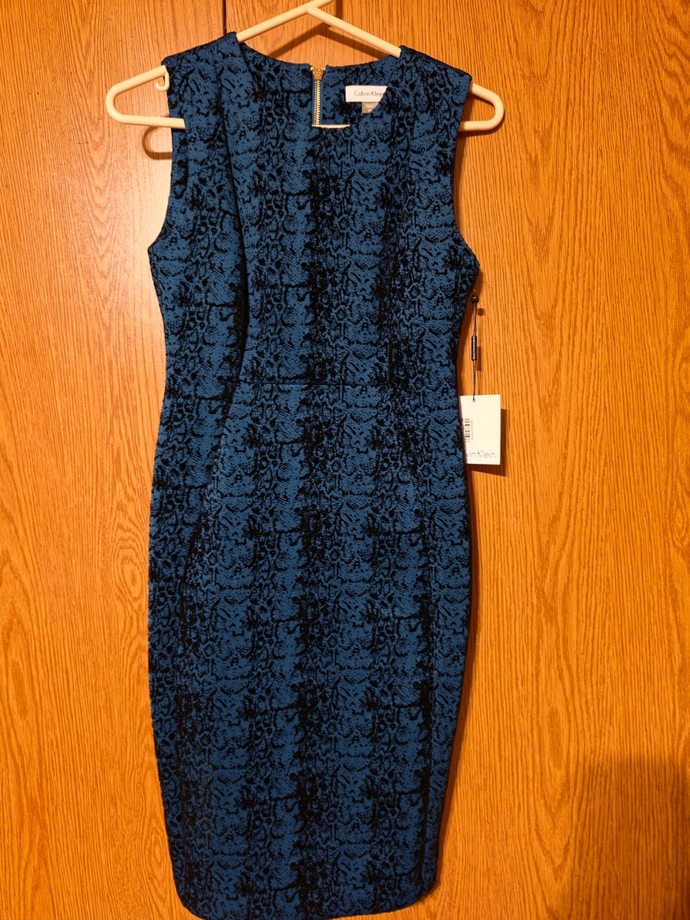 Calvin Klein Blue Patterned Sheath Dress